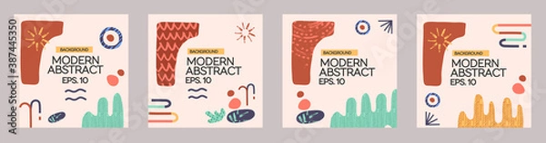 Fototapeta Collection of Vector Desert Ethnic Minimalism Instagram Templates Vector Modern Art Graphic Design for Gift Cards Flyers Brochures etc.