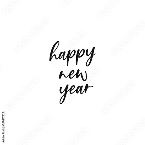 Fototapeta Happy New Year 2021, holiday, simple lettering typography, gift or invitational card, invitation on a white background EPS Vector 