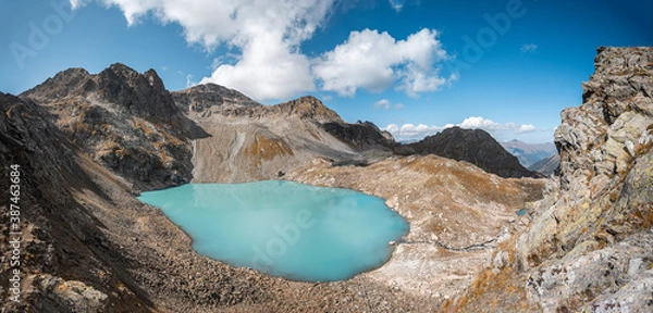 Obraz Arkhyz. panoramic photo of a mountain lake with high quality