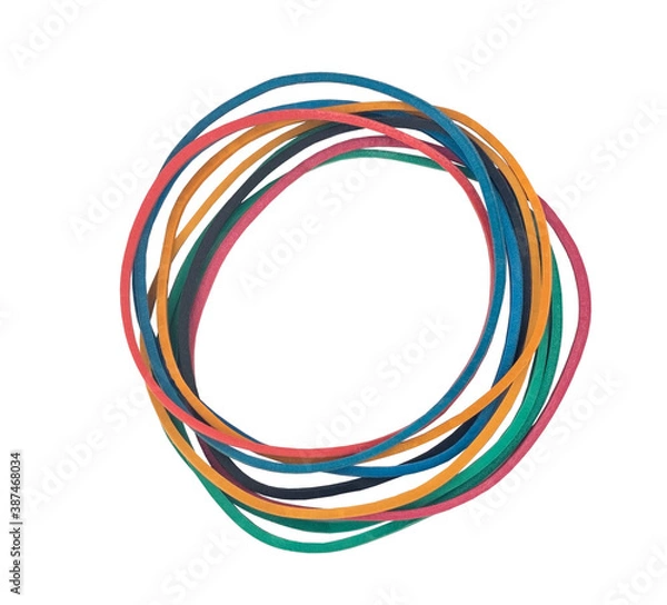 Fototapeta Top view of colorful rubber bands