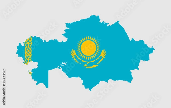 Fototapeta Kazakhstan vector map with flag	
