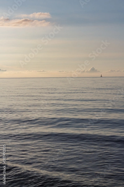 Fototapeta Sunset at Baltic Sea - view with ship