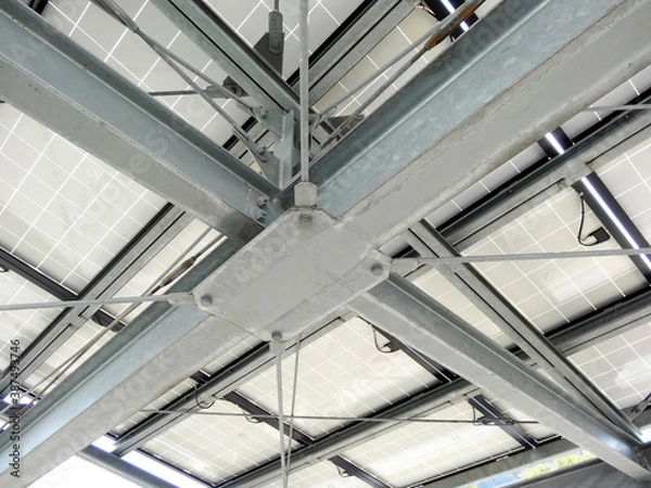 Fototapeta ソーラーパネル設置の骨組み