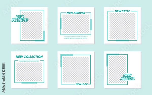 Fototapeta Slides Abstract Unique Editable Modern Social Media Banner Green Template. For personal & business. Anyone can use this design easily. Promotional web banner social media post feed.Vector Illustration