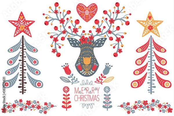 Obraz Folk Christmas Art Design Set