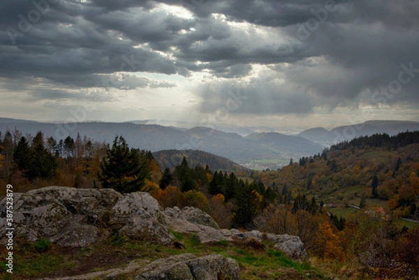 Fototapeta Blick vom Col da Menufosse in den Vogesen oberhalb von La Bresse