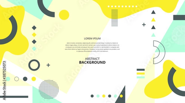 Obraz Abstract flat memphis geometric fluid shapes background.