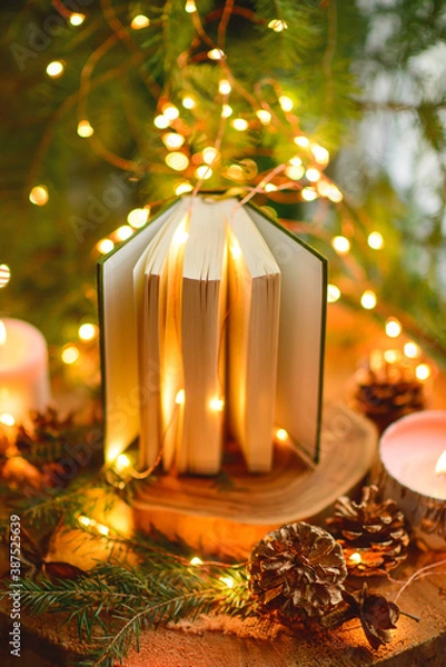 Obraz open book with lights