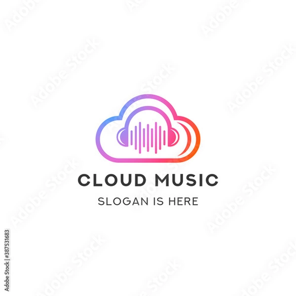 Obraz Cloud Music Logo Icon Template Design
