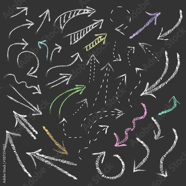 Fototapeta Vector chalk hand drawn arrow set