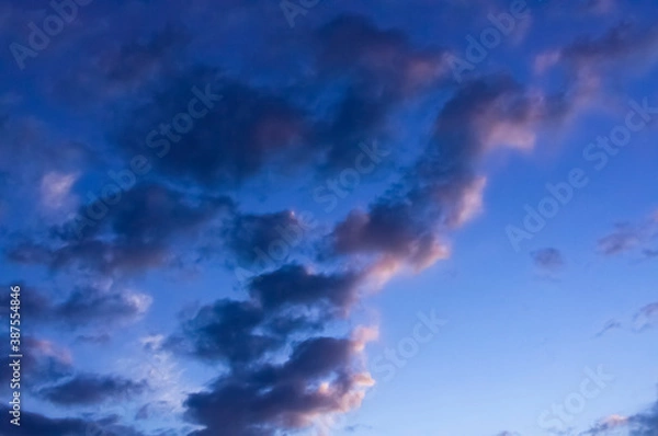 Obraz Dark blue sky at dusk in the evening., Dramatic sunset at dusk, amazing dusk sky with sunlight at dusk, majestic nature background