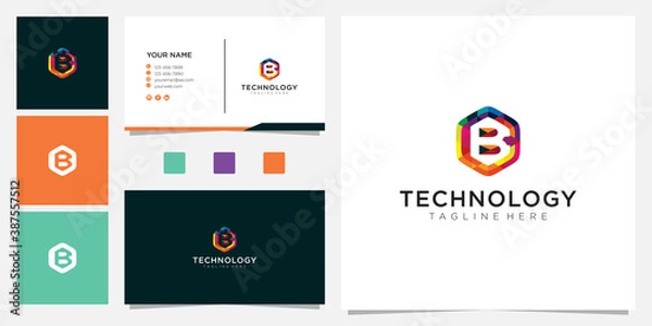 Obraz Modern abstract letter B logo design. Minimal B initial based icon.