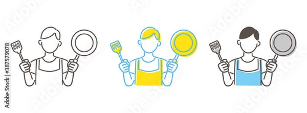 Obraz 料理をする男性のイラスト