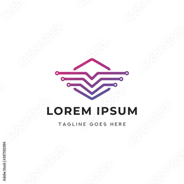 Obraz Hexagon Wing Tech Logo Design Vector