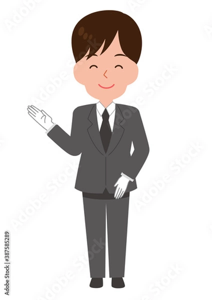 Obraz 笑顔で案内するスーツ姿の男性スタッフ