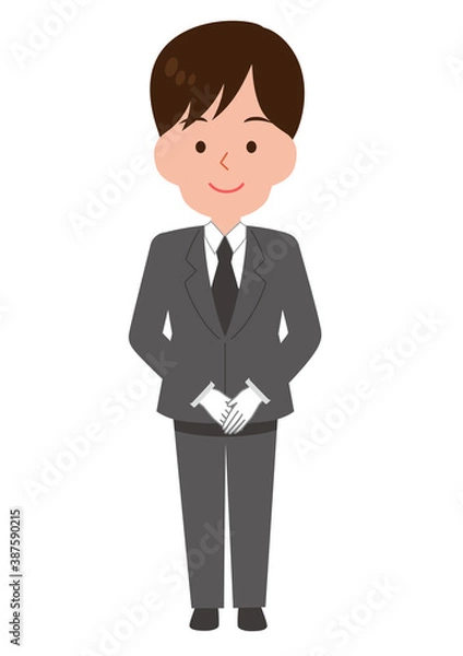 Fototapeta 手を前で組んで立つ男性スタッフ