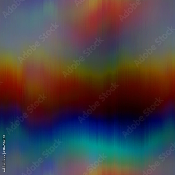 Fototapeta Seamless techno glitch RGB monitor noise rainbow. High quality illustration. Repeat pattern neon spectrum. Futuristic bad signal computer screen failure. Red green and blue distortion blur effect.