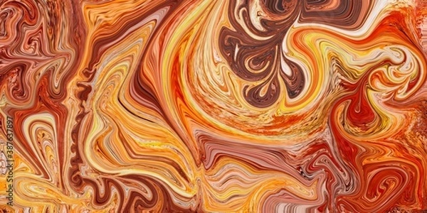 Fototapeta Abstract orange, red and yellow wavy background with curve lines. Lava. Burn. Flame.