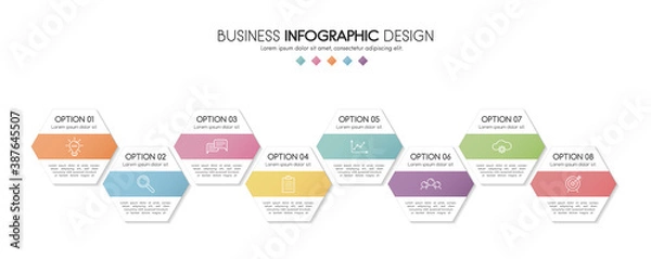 Fototapeta Minimalist infographic template with 8 options. Vector