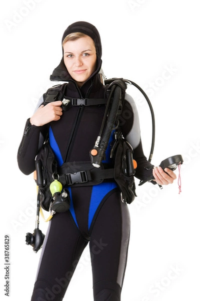 Obraz diver checking pressure