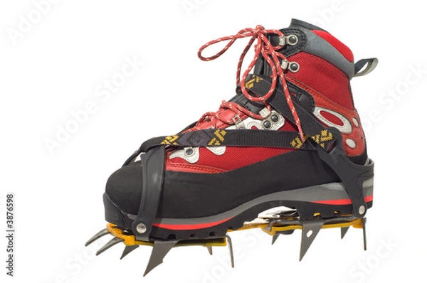 Fototapeta Trekking boot with crampon