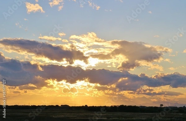 Fototapeta 秋の渡良瀬　夕景　幻想的