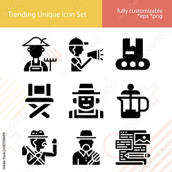 Fototapeta Simple set of producer related filled icons.