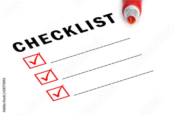 Obraz Checklist with marker and checked boxes.