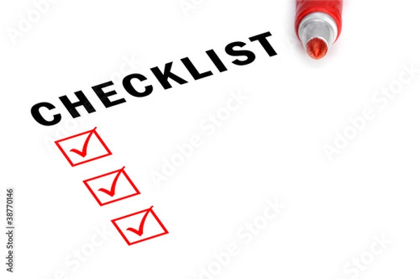 Obraz Checklist with marker and checked boxes.