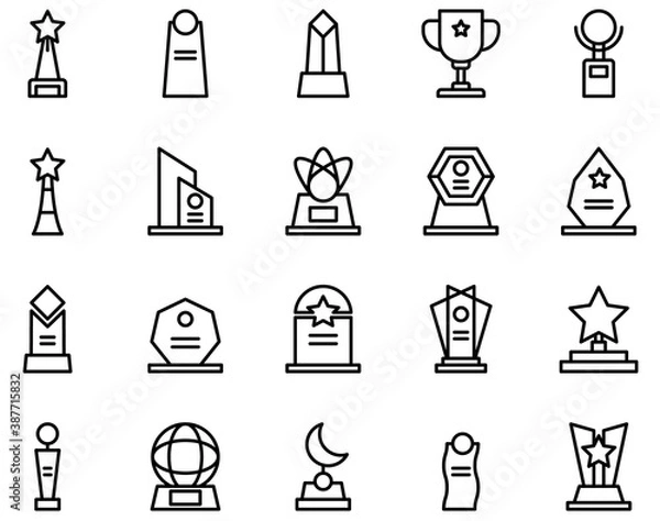 Fototapeta Simple set of award line icons on white background.
