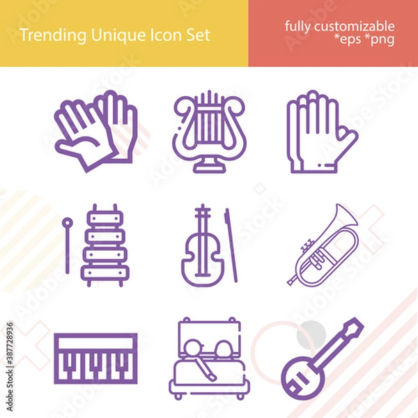Fototapeta Simple set of tuned related lineal icons.