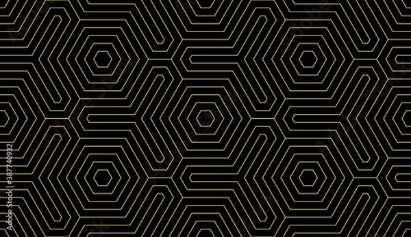 Fototapeta Background pattern seamless geometric line abstract gold luxury color vector. Christmas background.