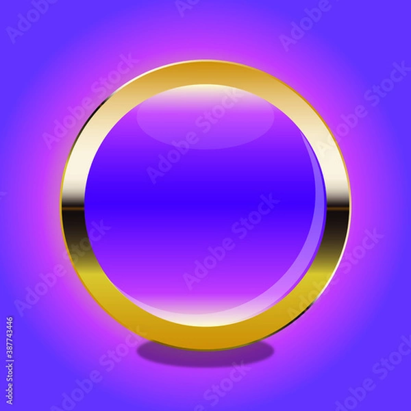 Obraz 3d modern glossy golden button