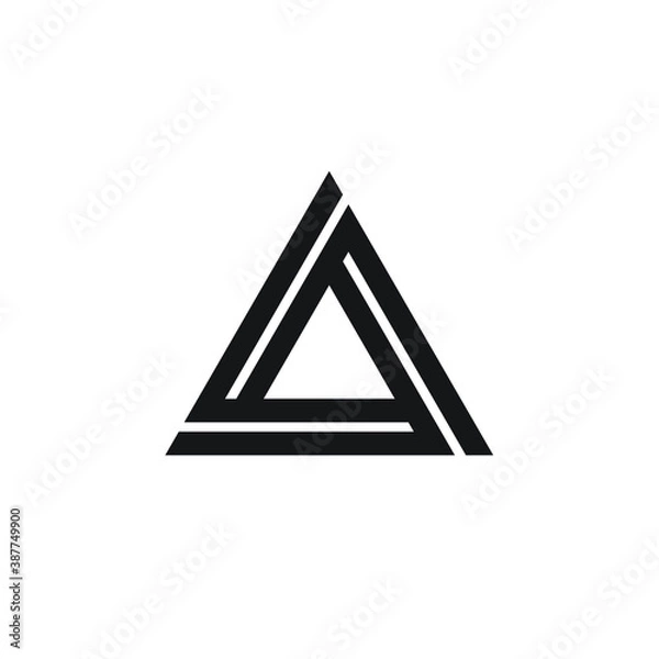Fototapeta Triangle logo - abstract prism geometric shape graphic geometry line futuristic polygonal layout marketing perspective corporate tech delta spectrum business