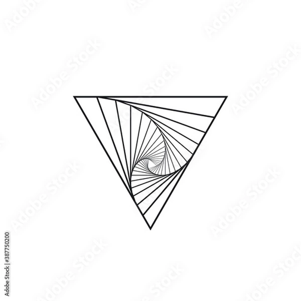 Fototapeta Triangle logo upside down - abstract prism geometric shape graphic geometry line futuristic polygonal layout marketing perspective corporate tech delta spectrum business