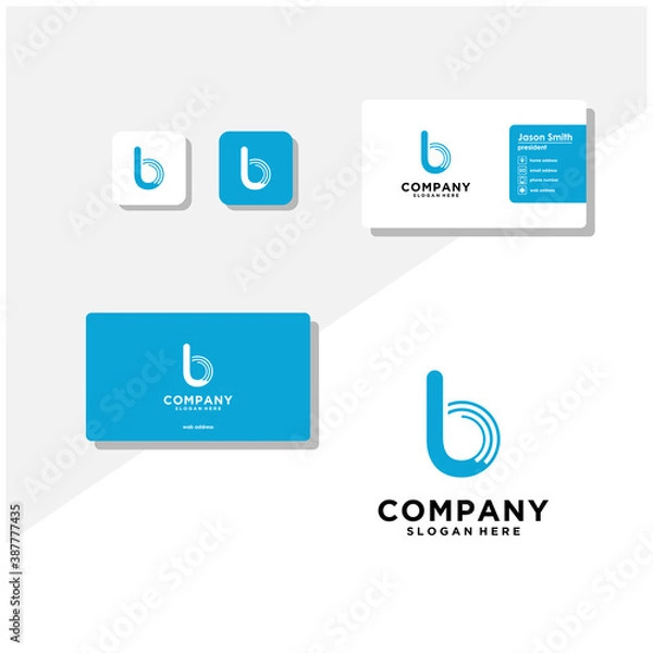 Fototapeta letter lb logo design and business card vector