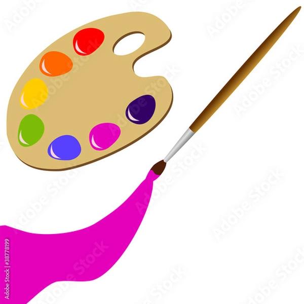 Fototapeta Farbpalette mit Pinsel