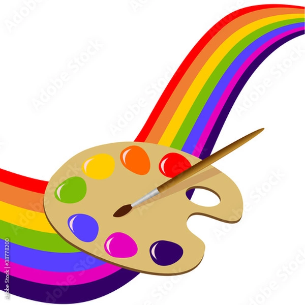 Fototapeta Farbpalette mit Pinsel