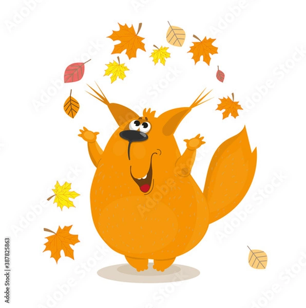 Obraz squirrel enjoys autumn leaves