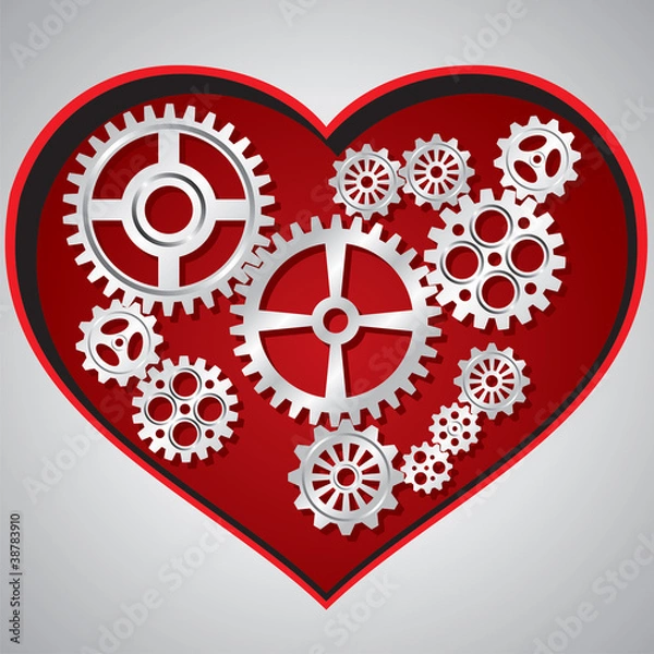 Fototapeta Clockwork heart-shaped sprockets