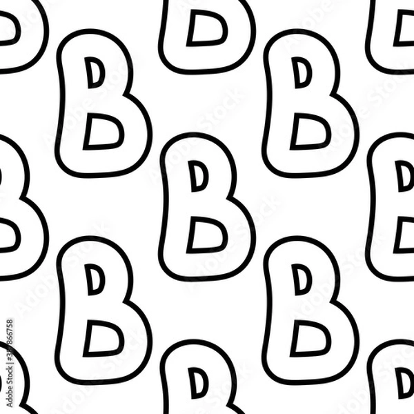 Fototapeta Outline seamless pattern with the letter of the Russian alphabet on a white background. Cute font in flat style. Abstract letter print.
Stock vector illustration for design, decor, fabric, wallpaper