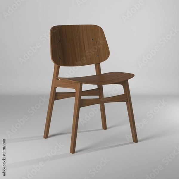 Fototapeta Modelo 3d aislado de silla soborg de madera