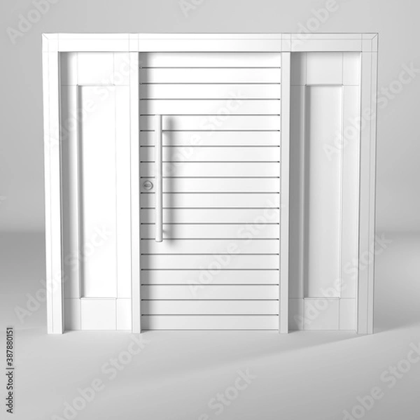 Fototapeta Modelo 3d de puerta estilo wire-frame/estructura alambrica