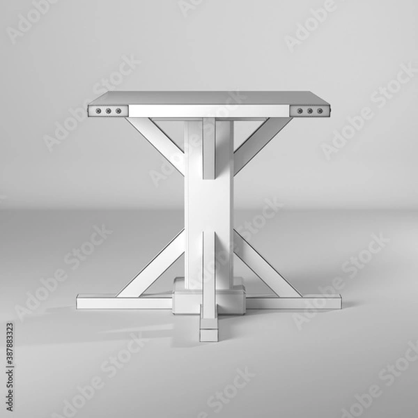 Fototapeta Modelo 3d de mesa vintage en estilo wire-frame/estructura alambrica
