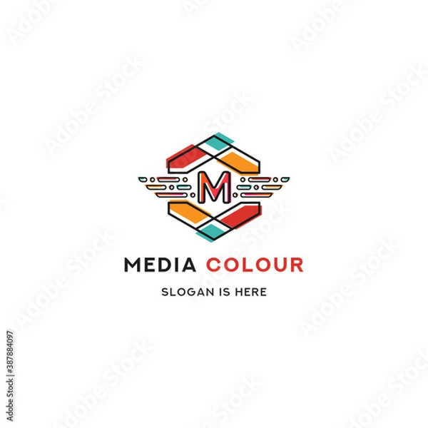 Obraz Letter M Media Colour Logo Icon Template