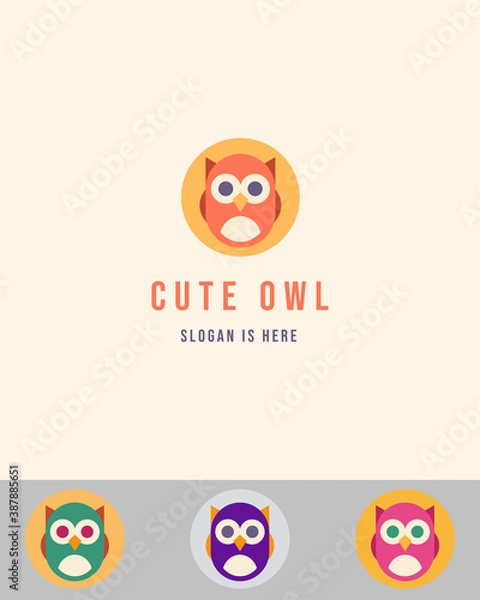 Obraz Cute Owl Creative Logo Icon Template