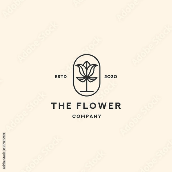 Obraz Flower Retro Vintage Label Logo Design