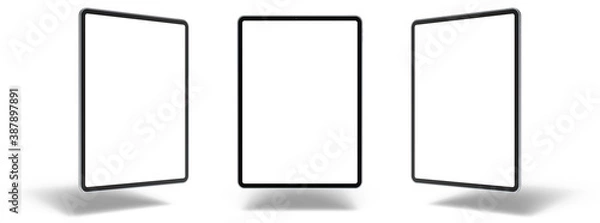 Fototapeta Empty screen tablet computer mock-up view on white background
