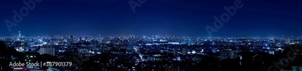 Fototapeta 大阪全景-夜景-パノラマ
