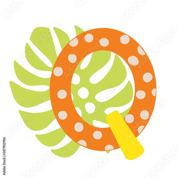 Obraz Orange vector bright Letter isolated Capital Q 